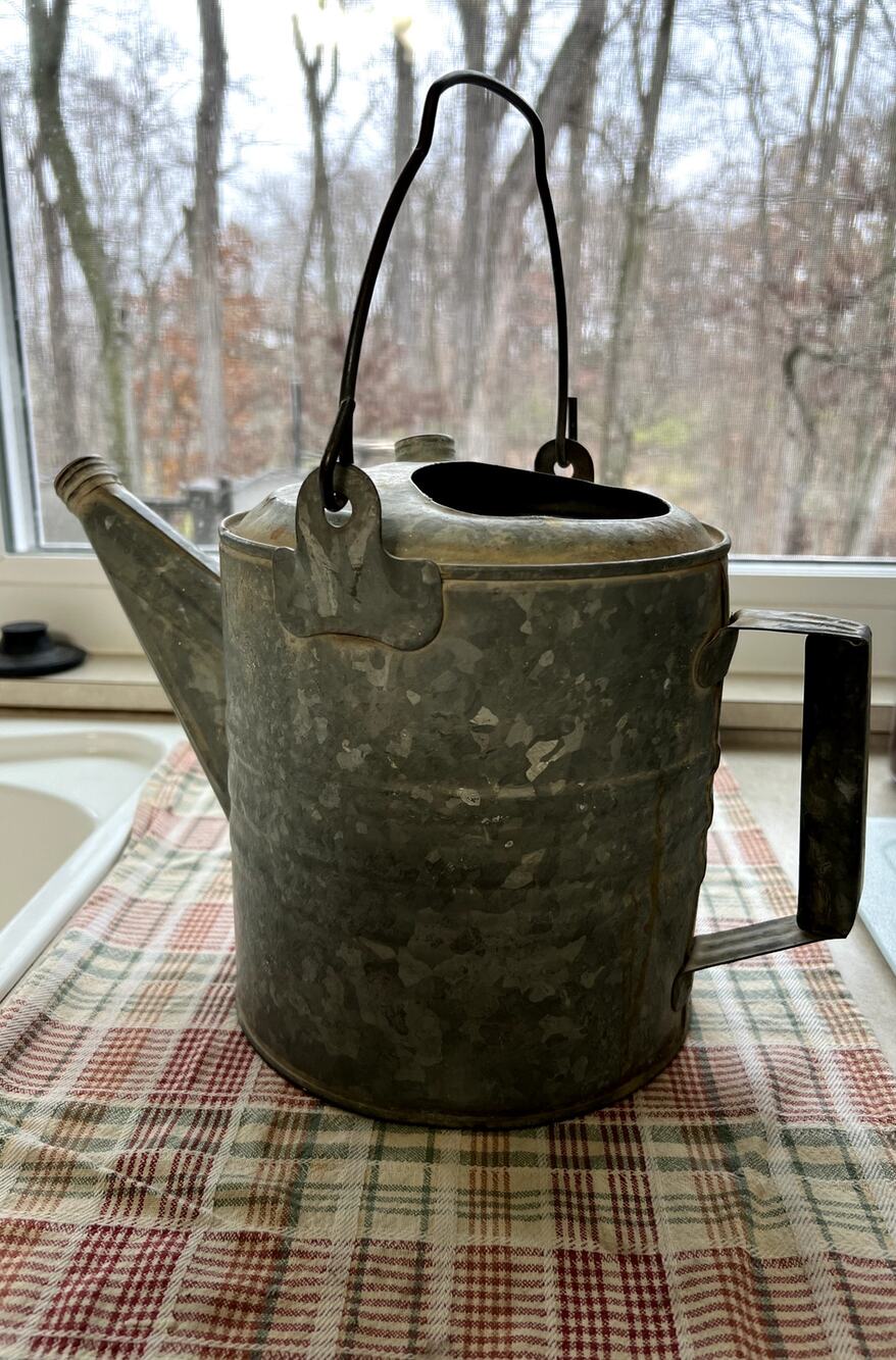 Vintage Antique Galvanized Rustic Farmhouse Decor County Water Kettle Can